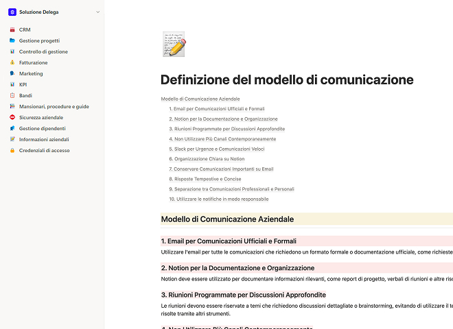 Definizione del modello di comunicazione