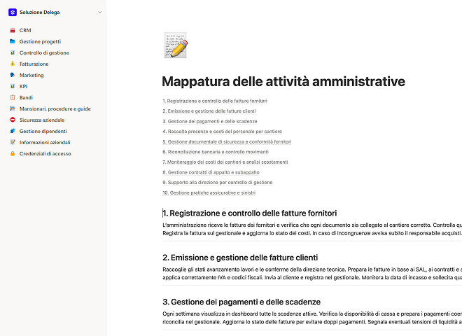 Mappatura delle attività amministrative