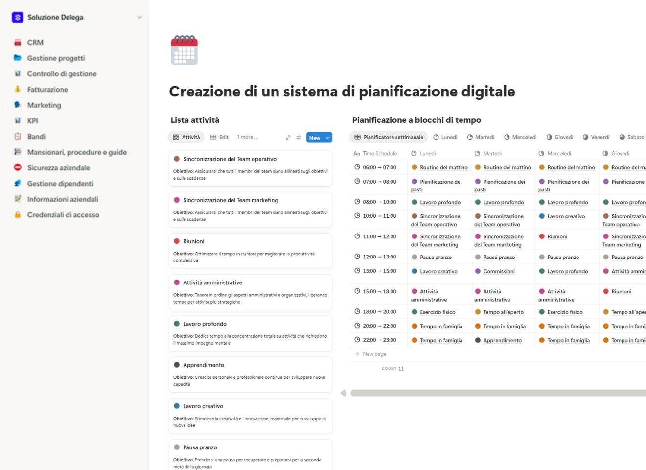 Creazione di un sistema di pianificazione digitale