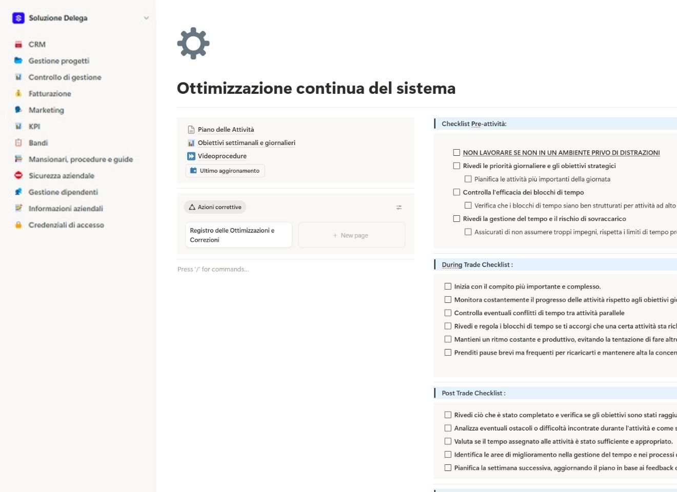 Ottimizzazione continua del sistema