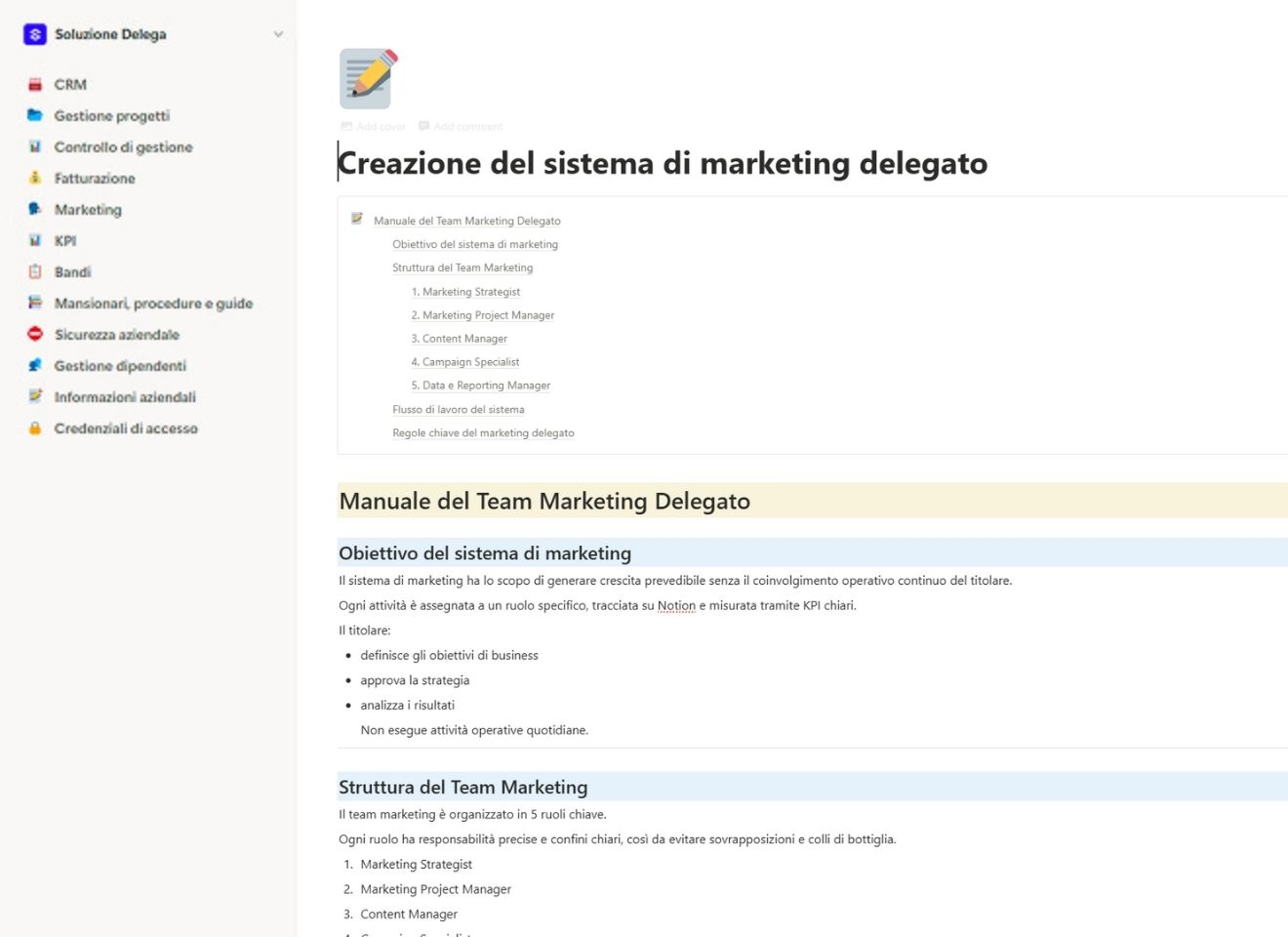 Creazione del sistema di marketing delegato