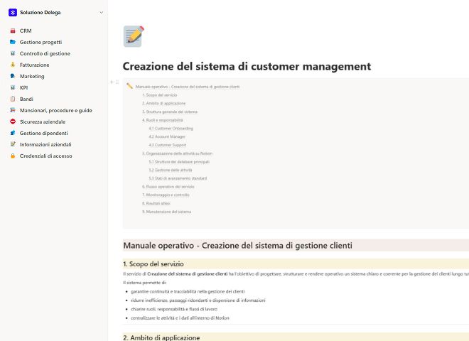 Creazione del sistema di customer managemen